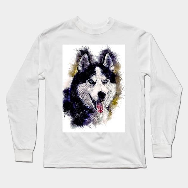 Alaskan Husky Long Sleeve T-Shirt by Naumovski